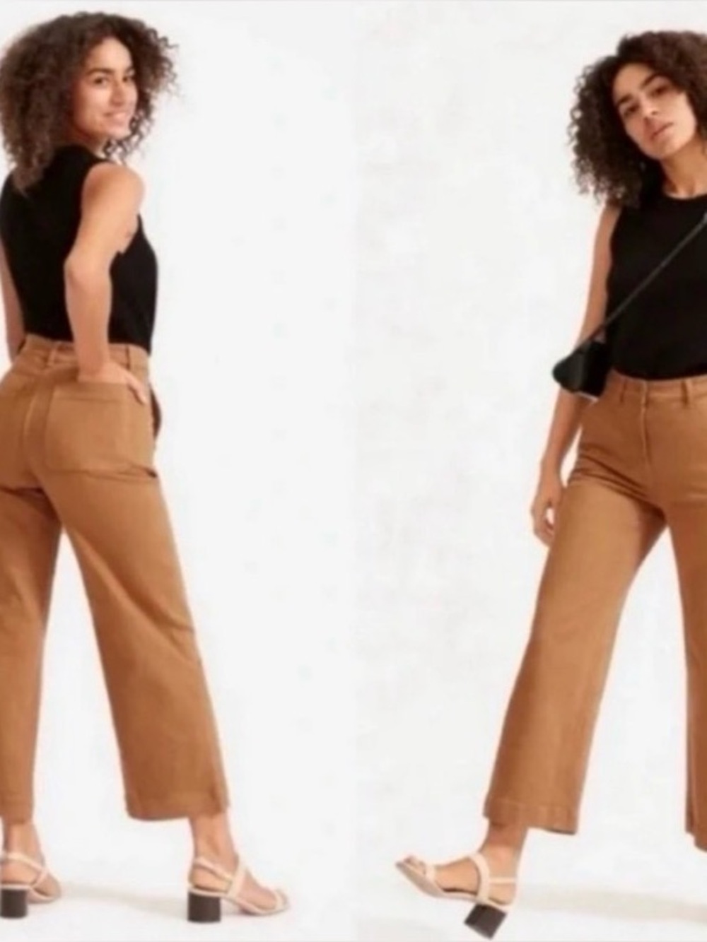 Everlane The Wide-Leg Crop Pant in Tan/Brown High Rise Trouser Size 6